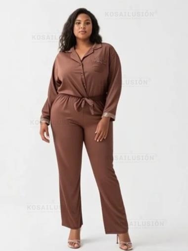Pijama de raso 1400PJ | Kosailusión tienda de lencería tallas grandes, bikinis, bañadores y asesoramiento de talla 
